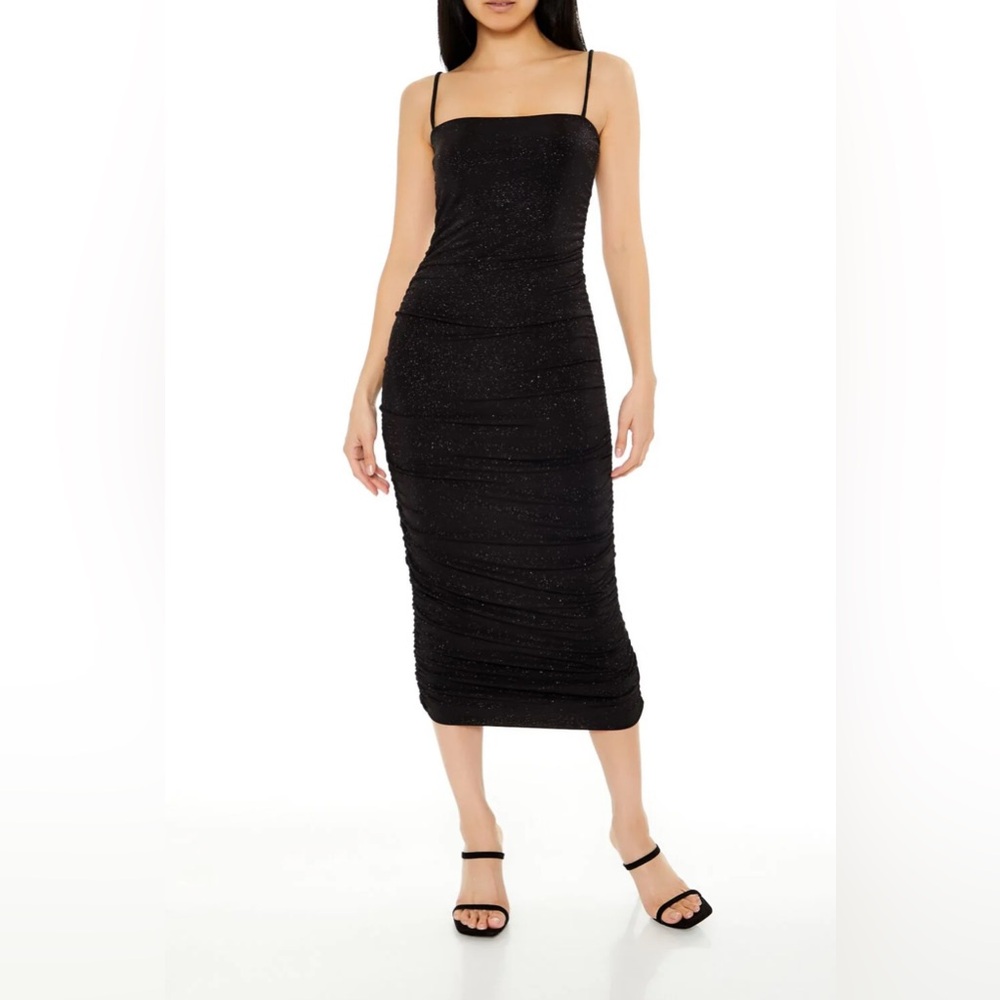 Forever 21 Black Sparkle Midi Dress NWT